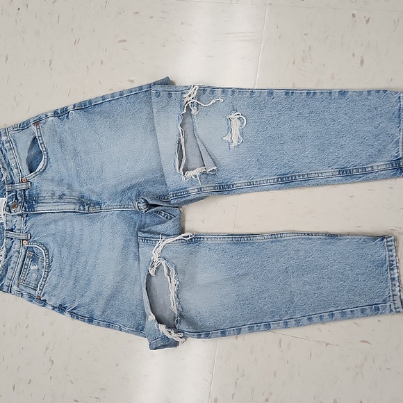 Zara High Waist Tapered Distressed Mom Jeans Light Wash Women's Size 4 - Picture 5 of 5